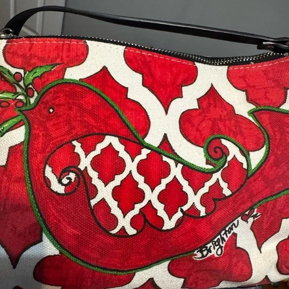 BRIGHTON Love Dove Canvas Crossbody Bag Tassel Red Bird - Picture 3 of 10